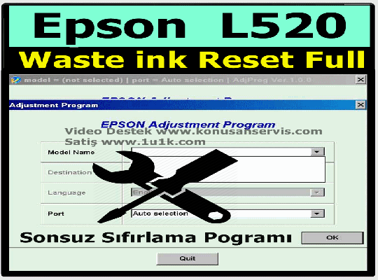 Epson L520 Epson Waste İnk Error Reset Programı